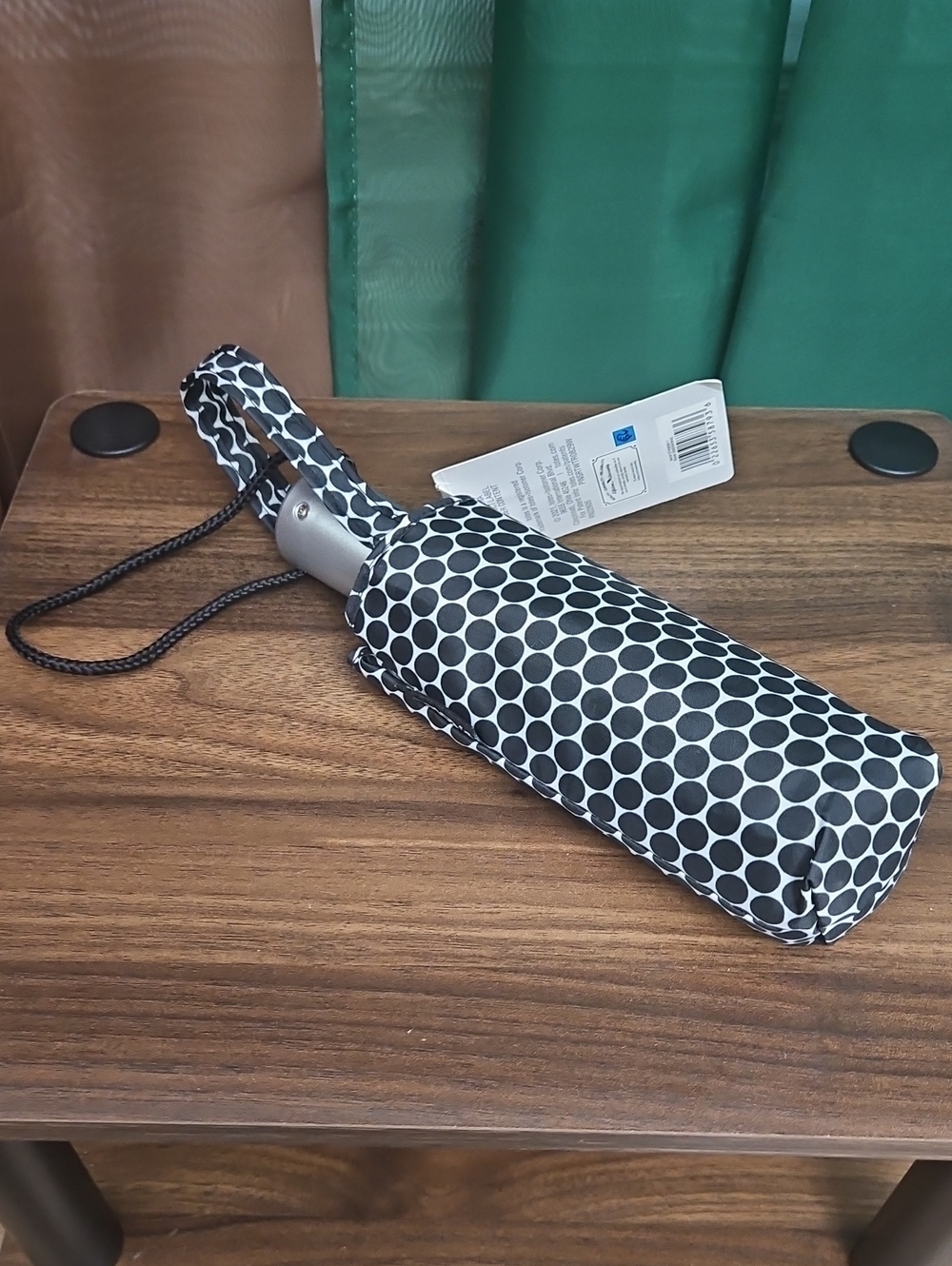 totes Black & White Polka Dot Compact Travel Umbrella